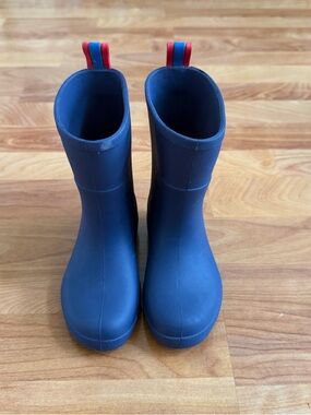 totes Kids Navy Rain Boots with Red and Blue Pull Tabs